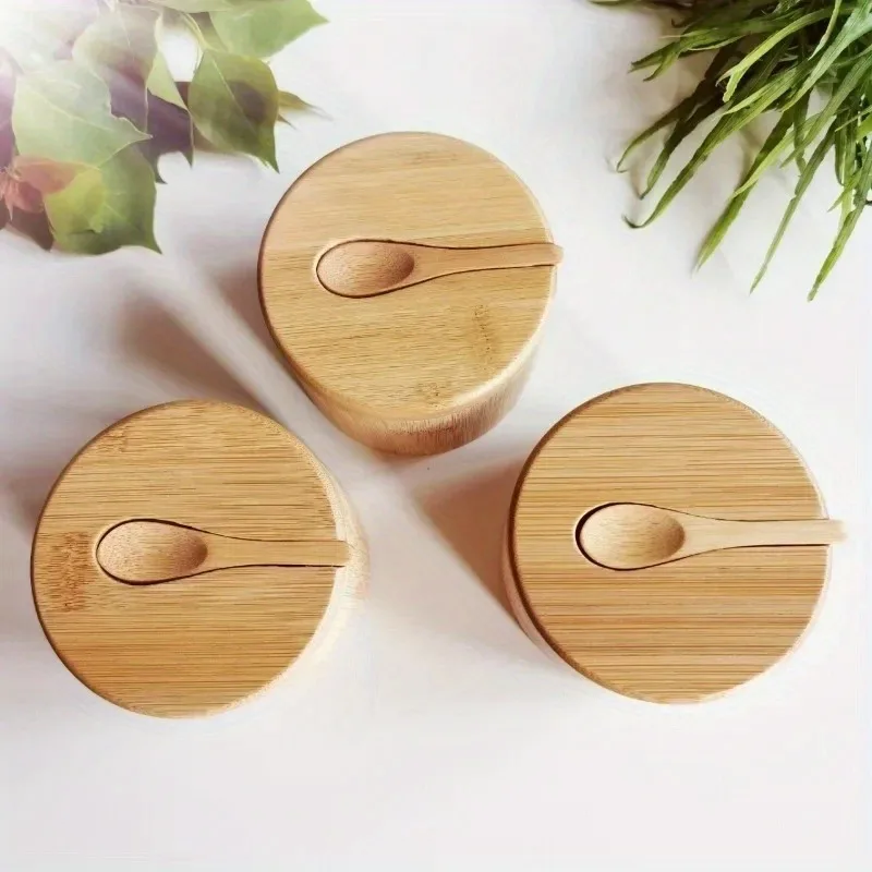 Kitchen Gadgets Organizer - Zestaw bambusowych pojemników na sól i
