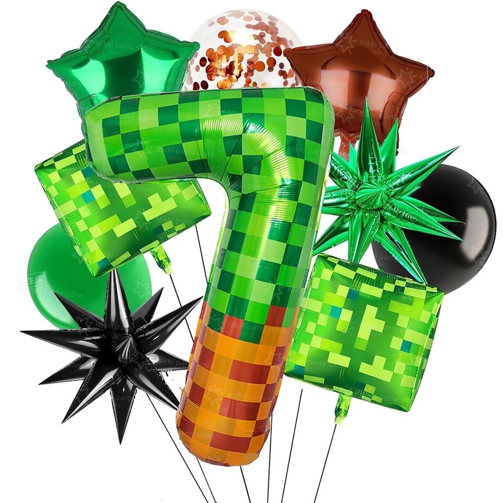 Kitchen Gadgets Videos - Balon foliowy Pixel Miner, zielony, 40